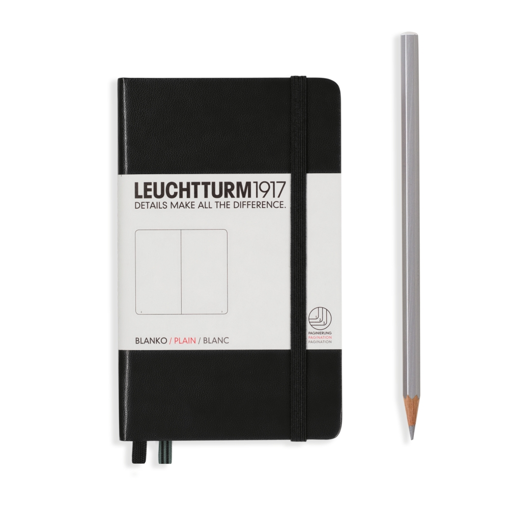 Leuchtturm1917 Notebook A6 Pocket Hardcover in black - Penny Black - plain ruling