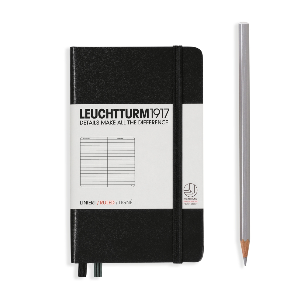 Leuchtturm1917 Notebook A6 Pocket Hardcover in black - Penny Black - lined ruling