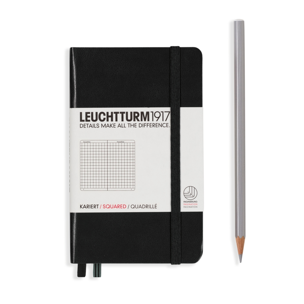 Leuchtturm1917 Notebook A6 Pocket Hardcover in black - Penny Black in squared ruling