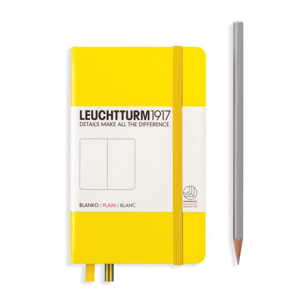 Leuchtturm1917 Notebook A6 Pocket Hardcover - lemon yellow - Penny Black - plain ruling