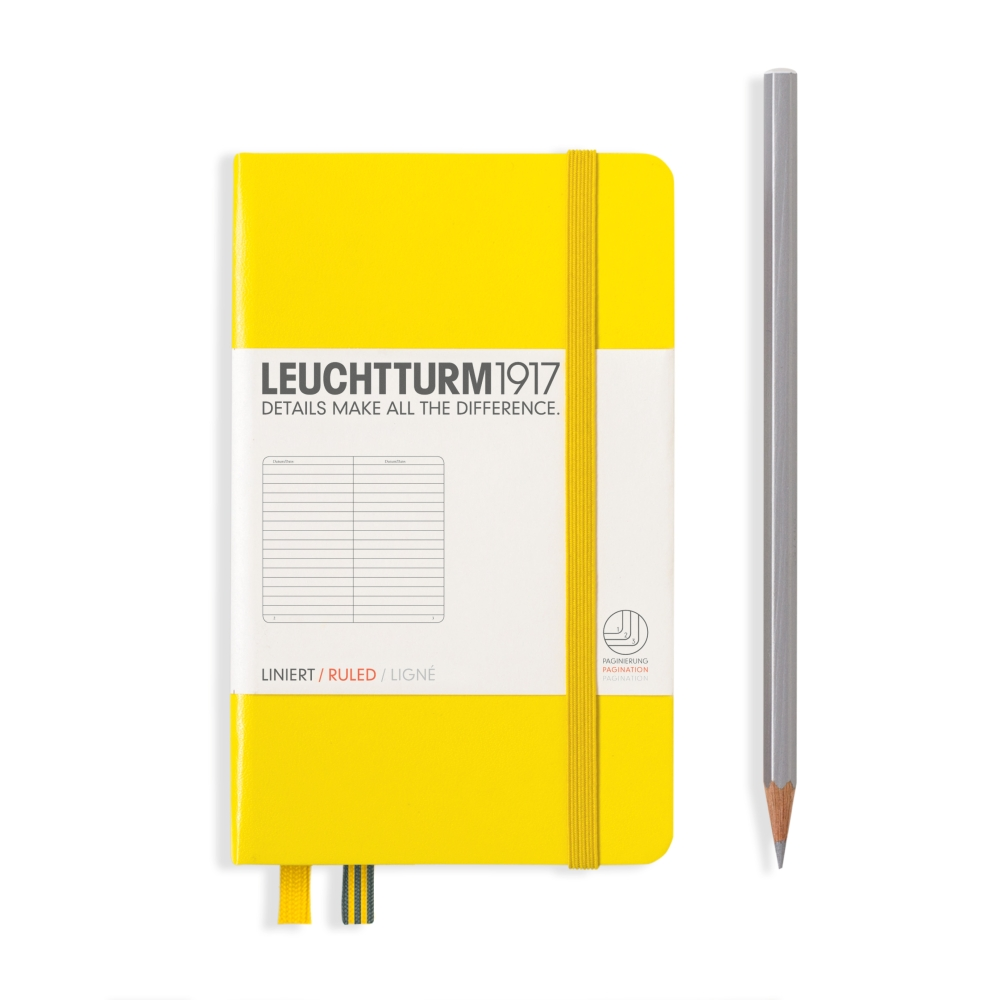 Leuchtturm1917 Notebook A6 Pocket Hardcover in lemon yellow - Penny Black - lined ruling