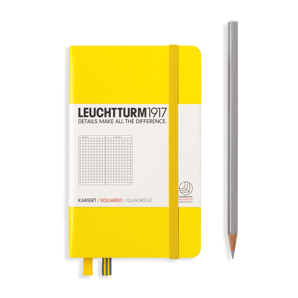 Leuchtturm1917 Notebook A6 Pocket Hardcover in lemon with squared ruling - Penny Black