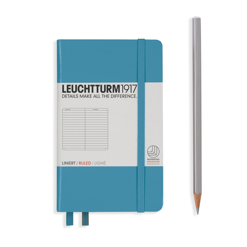 Leuchtturm1917 Notebook A6 Pocket Hardcover in light blue - Penny Black - lined ruling