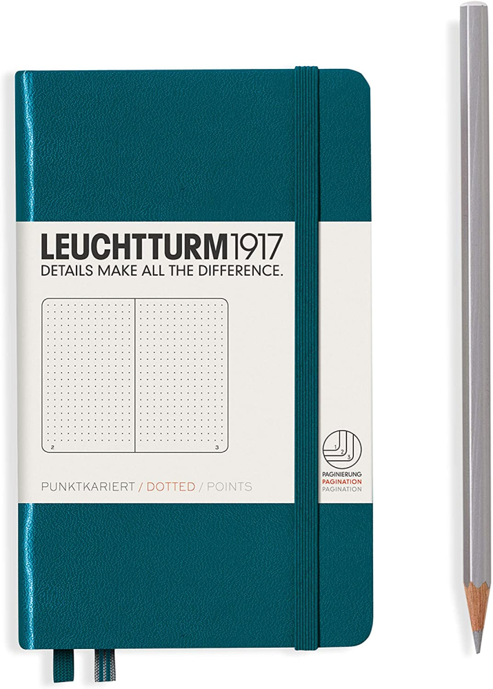 Leuchtturm1917 Notebook A6 Pocket Hardcover - pacific green - Penny Black - dotted ruling