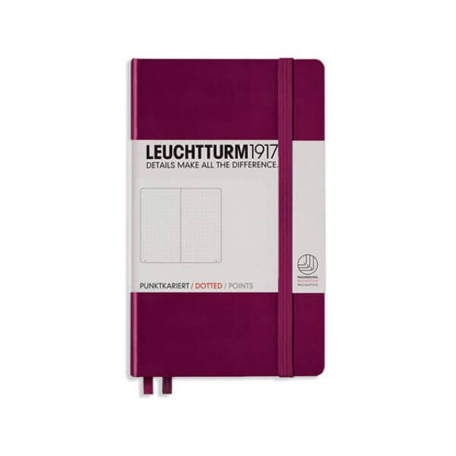 Leuchtturm1917 Notebook A6 Pocket Hardcover - port red - Penny Black in dotted ruling