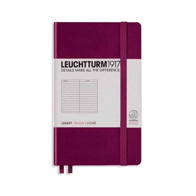 Leuchtturm1917 Notebook A6 Pocket Hardcover in port red - Penny Black - lined ruling