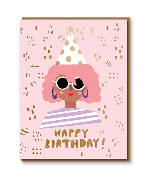 1973CS Happy Birthday Party Girl Greeting Card