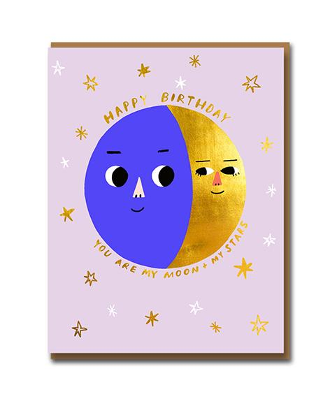 1973CS Happy Birthday Moon Phase Greeting Card