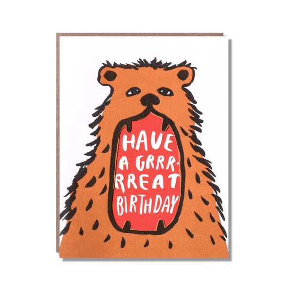 Bear Mouth Have A Grrrrreat Birthday Card - Penny Black
