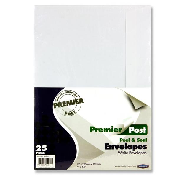 C5 P&amp;S White Envelope 25 Pk - Penny Black