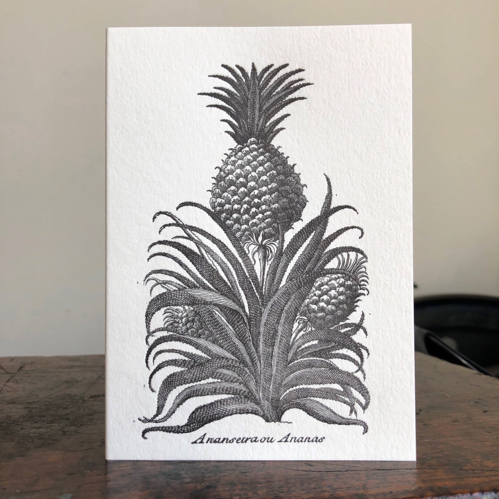 Pineapple Vintage Letterpress Card - Penny Black