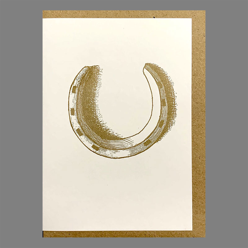 Horseshoe Vintage Letterpress Card - Penny Black