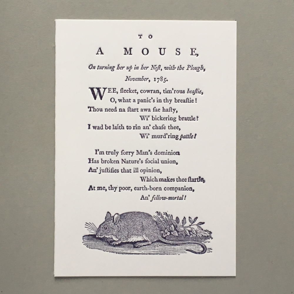 To A Mouse Vintage Letterpress Card - Penny Black