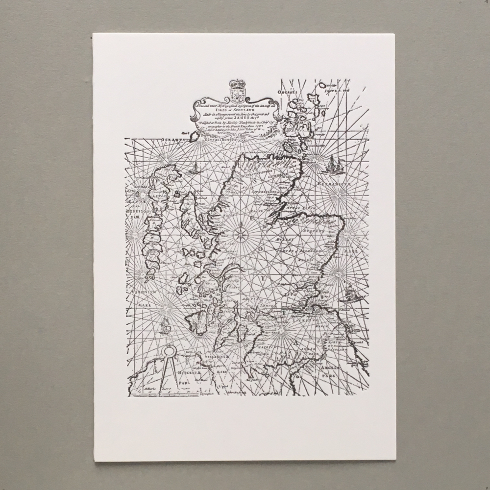 Scotia Map Vintage Letterpress Card - Penny Black