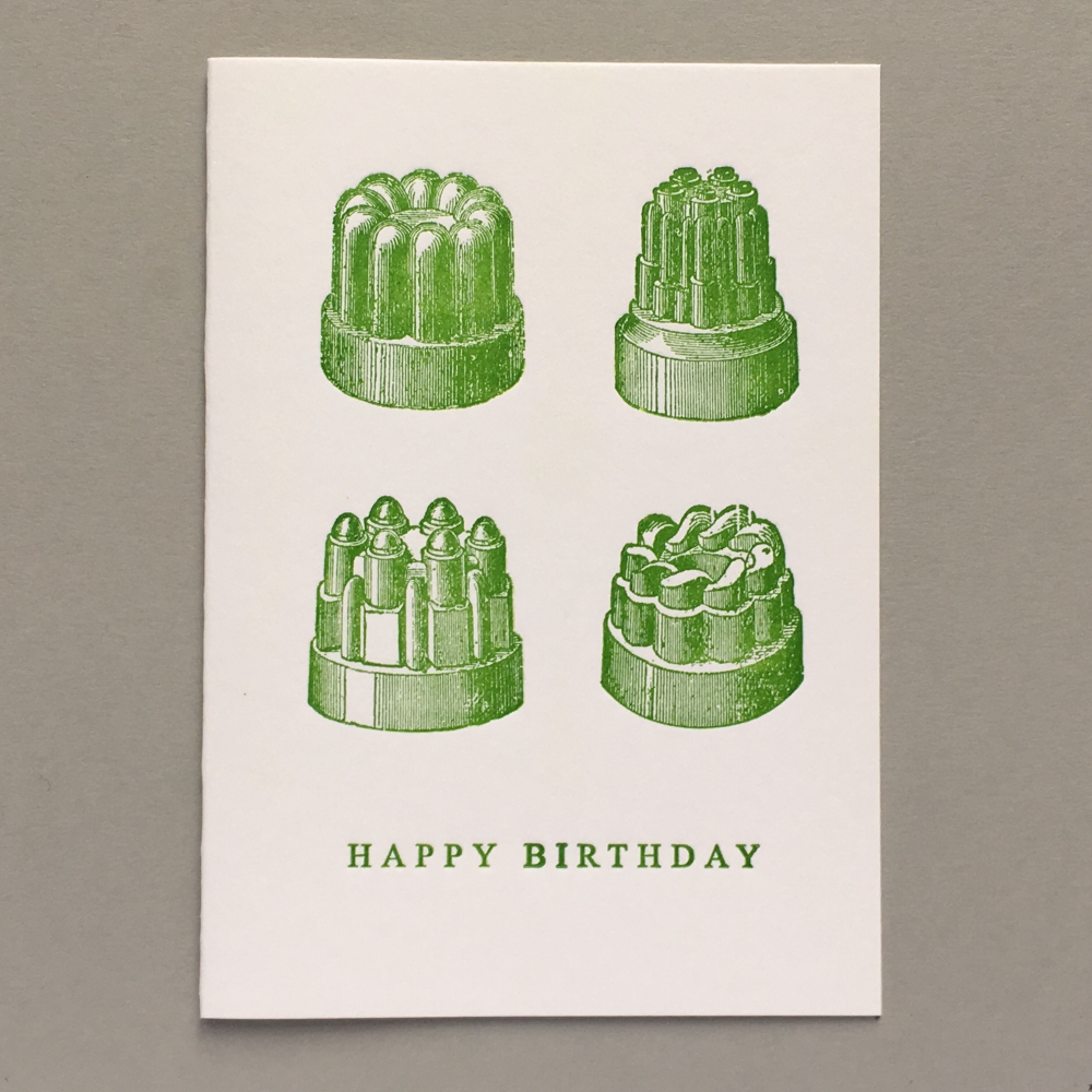 Vintage Jelly Moulds Letterpress Birthday Card - Penny Black