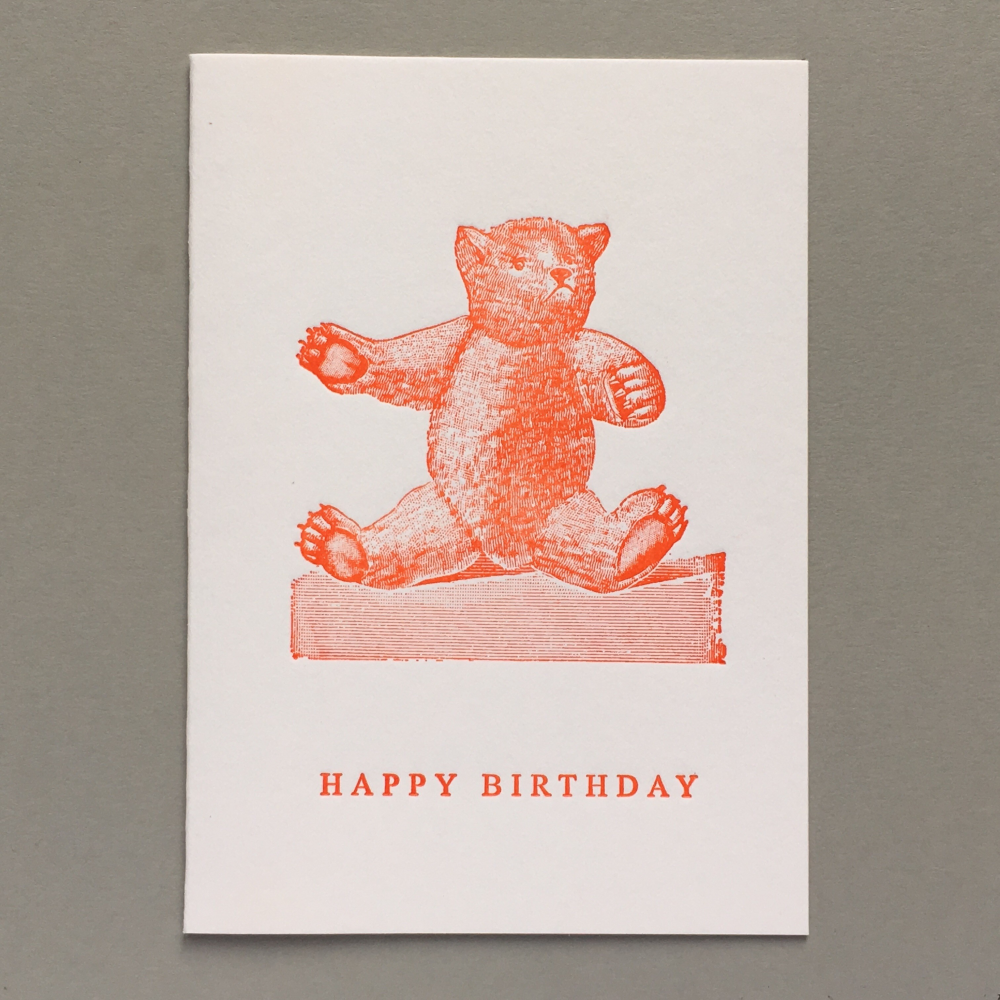 Orange Teddy Vintage Letterpress Card - Penny Black