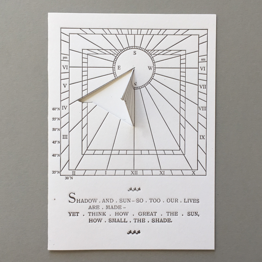 Sundial Shadow Vintage Letterpress Card - Penny Black