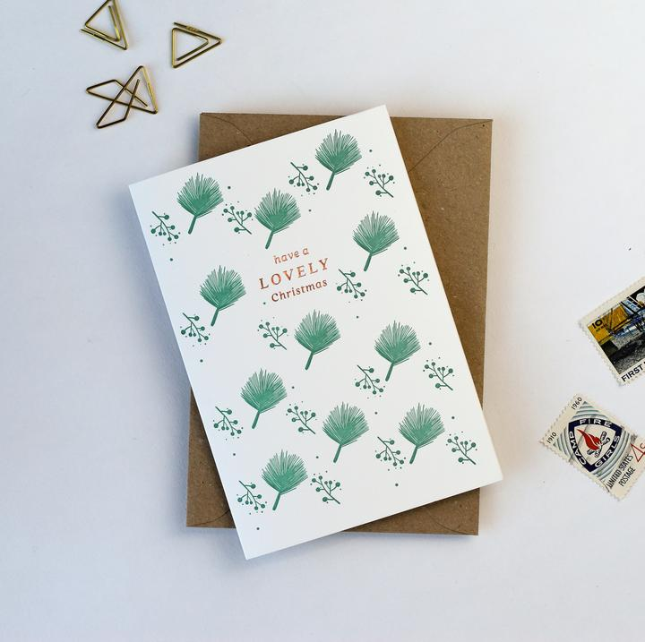 Have A Lovely Christmas Botanical Letterpress Card - Penny Black