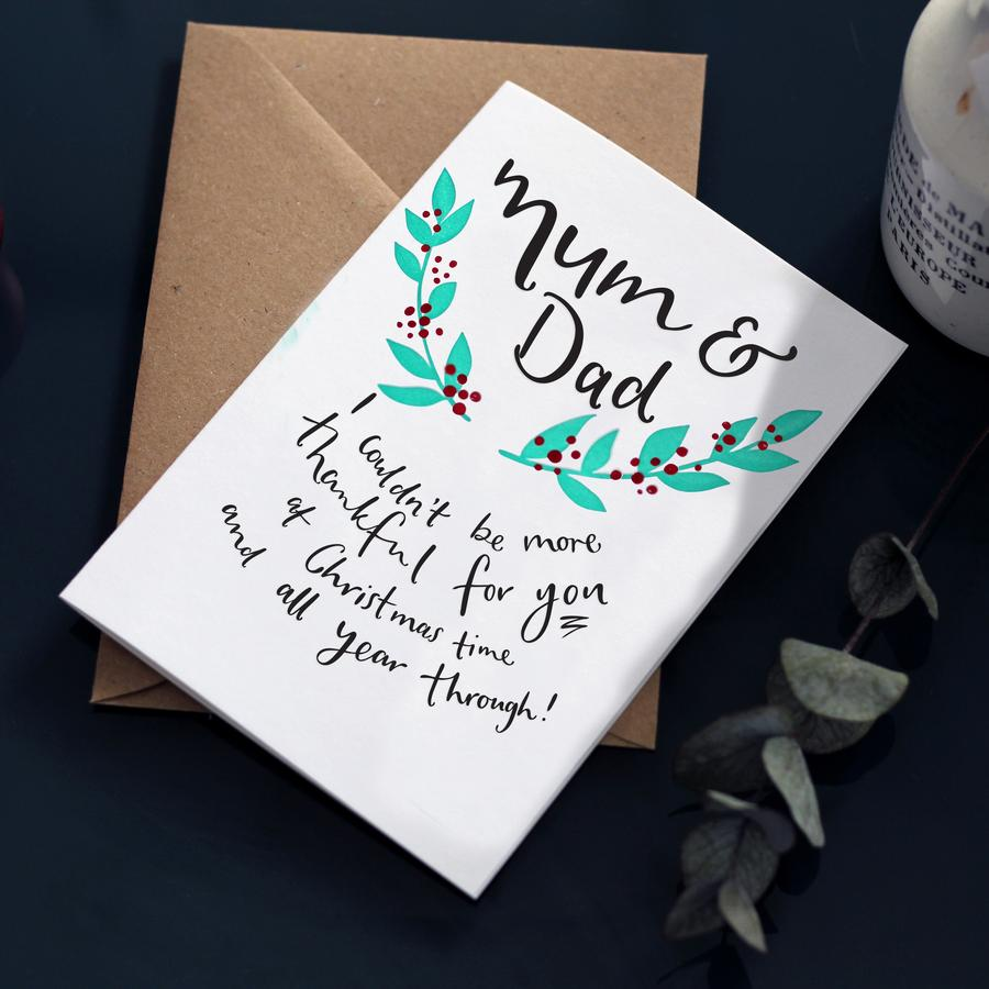 Mum & Dad Couldn't Be More Thankful For You Letterpress Christmas Card - Penny Black