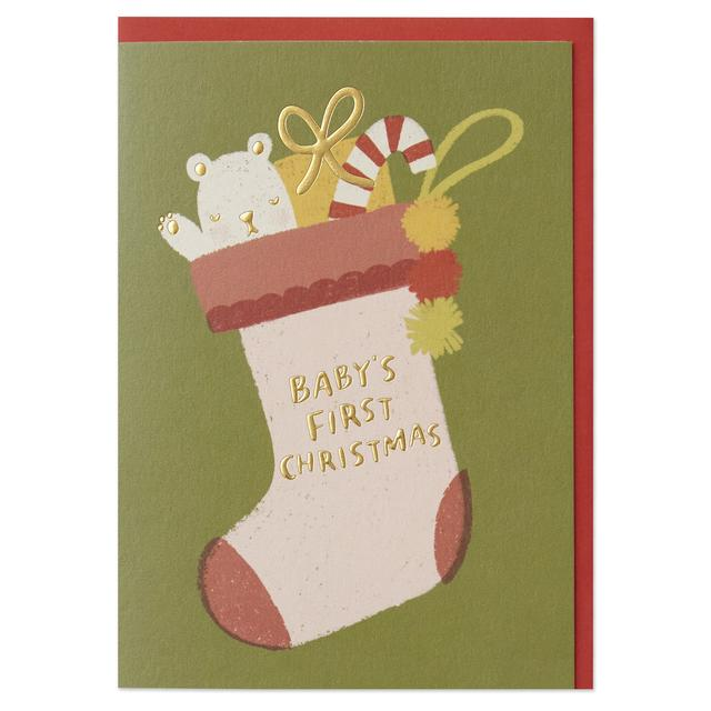 Baby's First Christmas Raspberry Blossom Card - Penny Black
