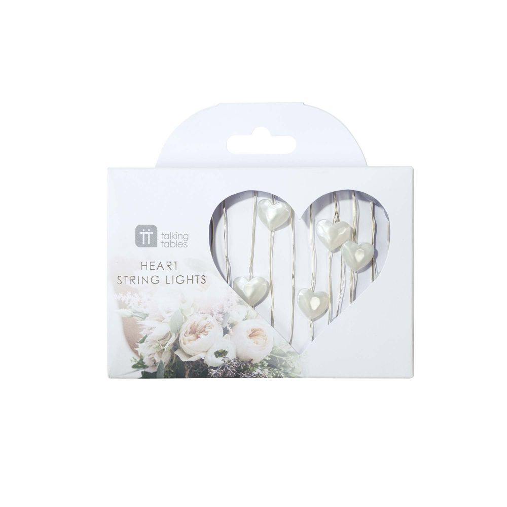 White Heart String Lights - Penny Black