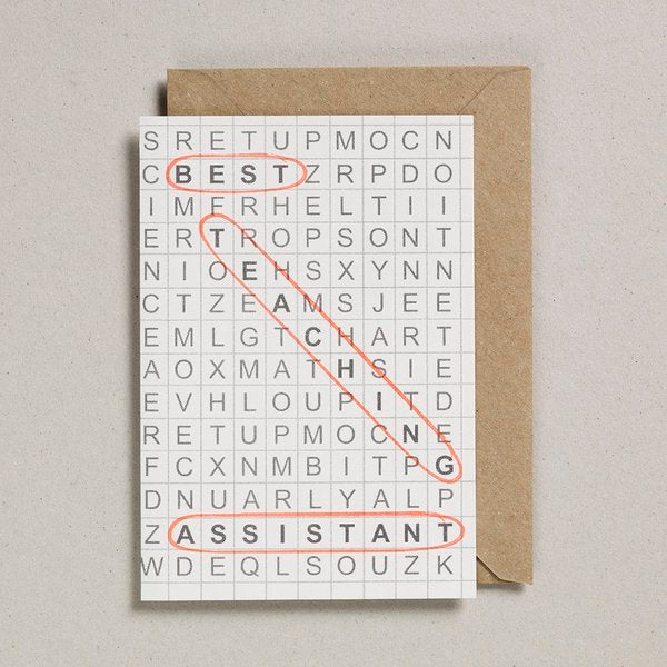 Best Teaching Assistant Wordsearch Petra Boase card by penny black