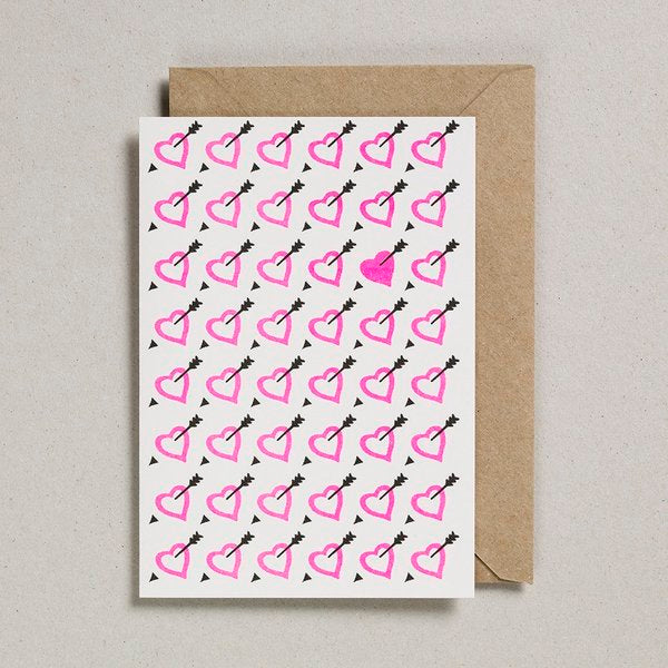 Hearts and Arrows Letterpress Valentine Card by penny black