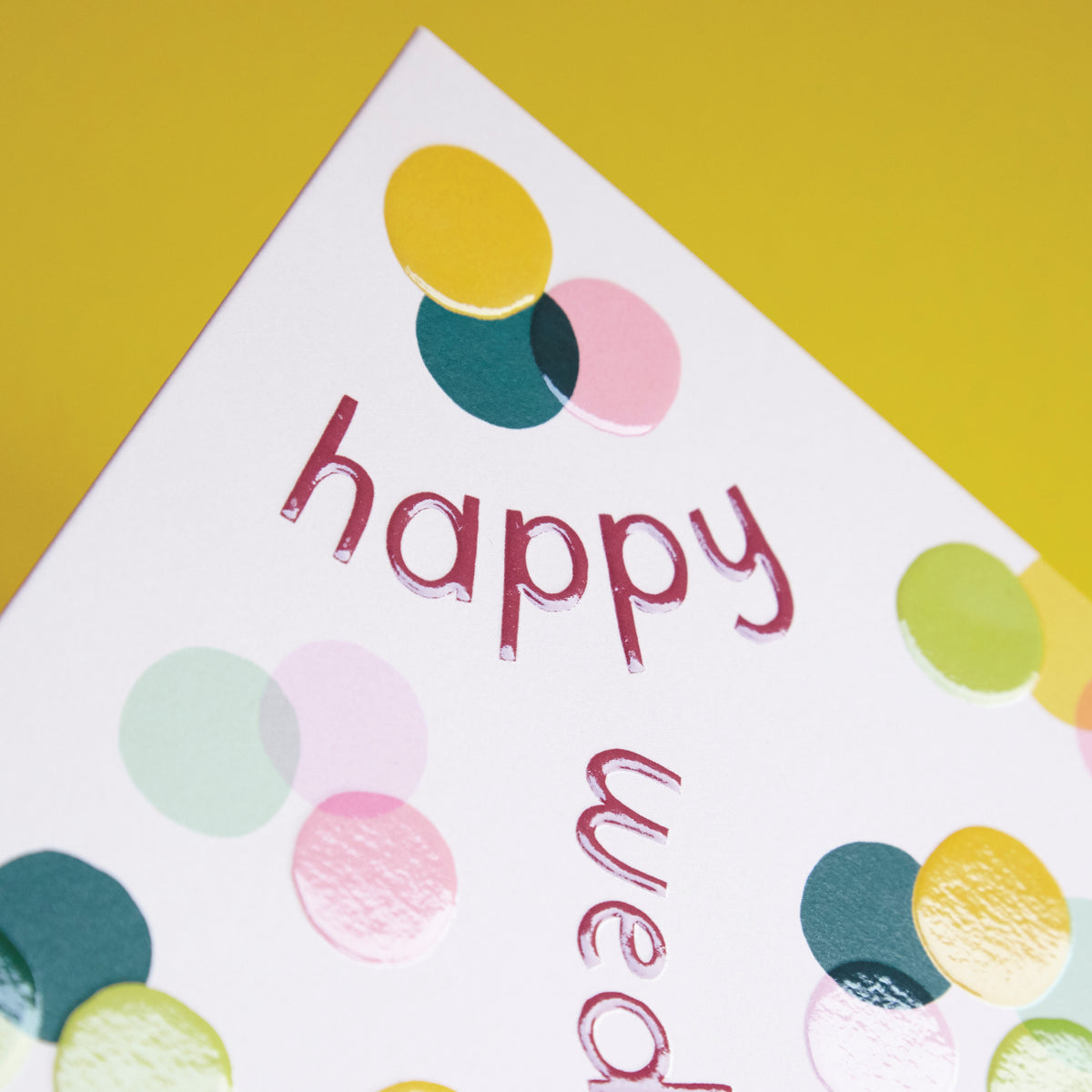Happy Wedding Day Confetti Raspberry Blossom Card