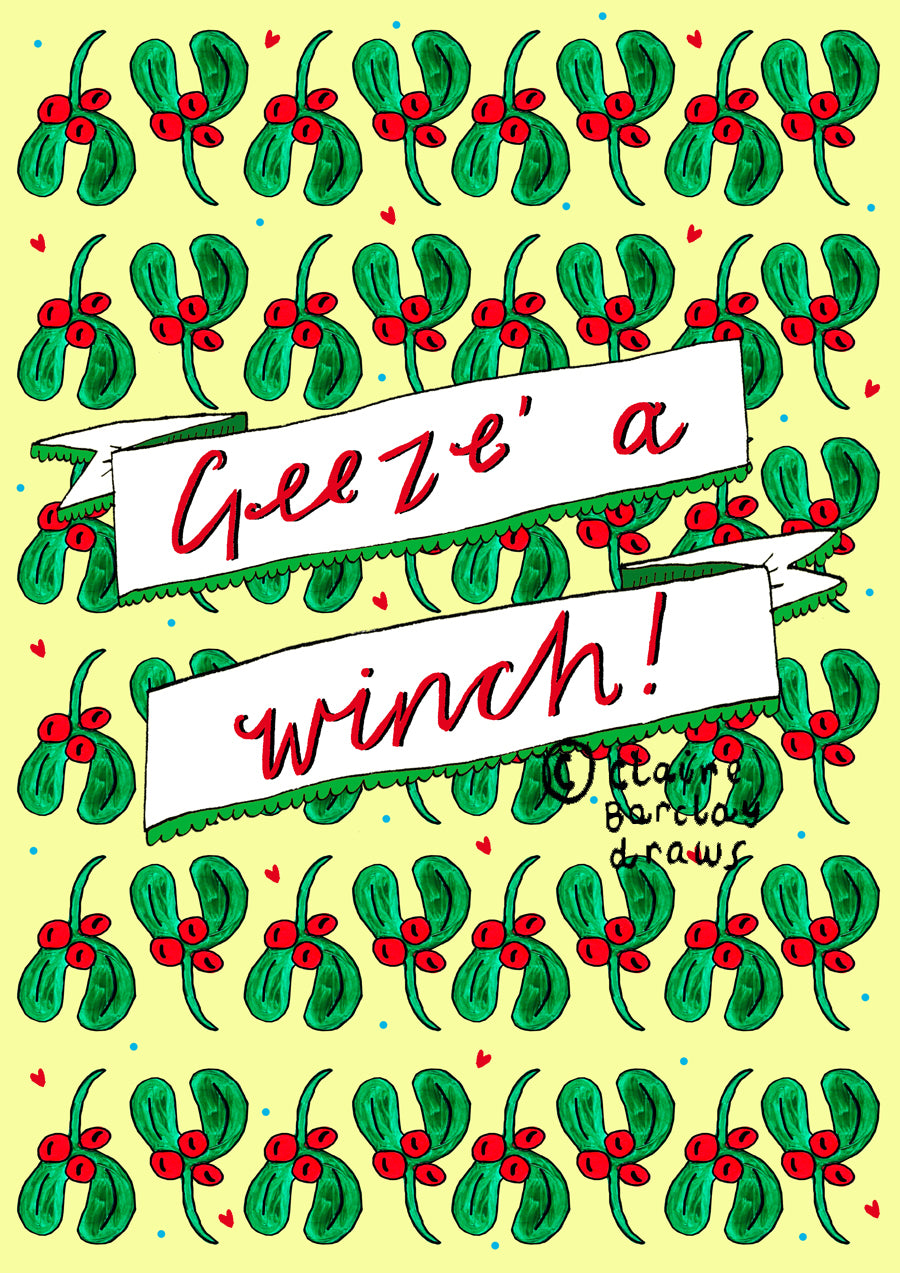 Geeze a Winch Scottish Christmas Card