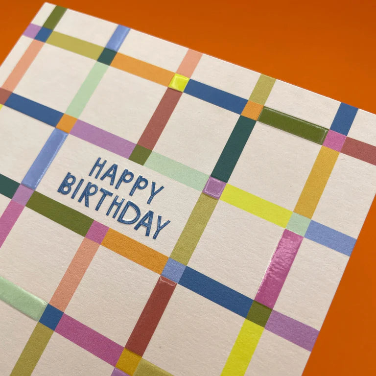 Rainbow Grid Embossed Birthday Card