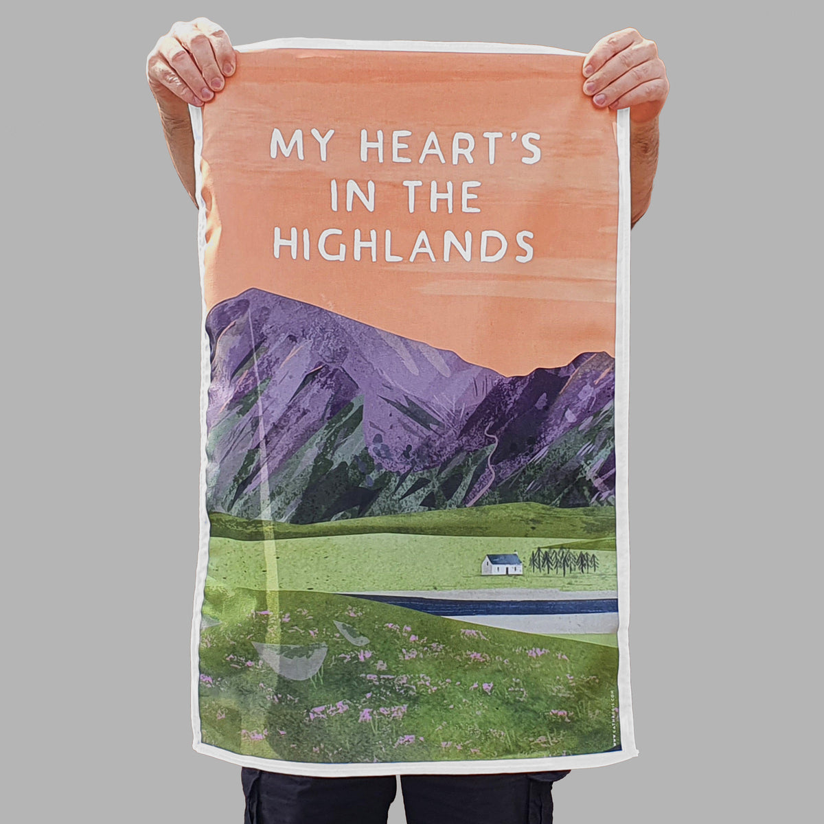 My Heart&#39;s in The Highlands Glencoe Scottish Tea Towel