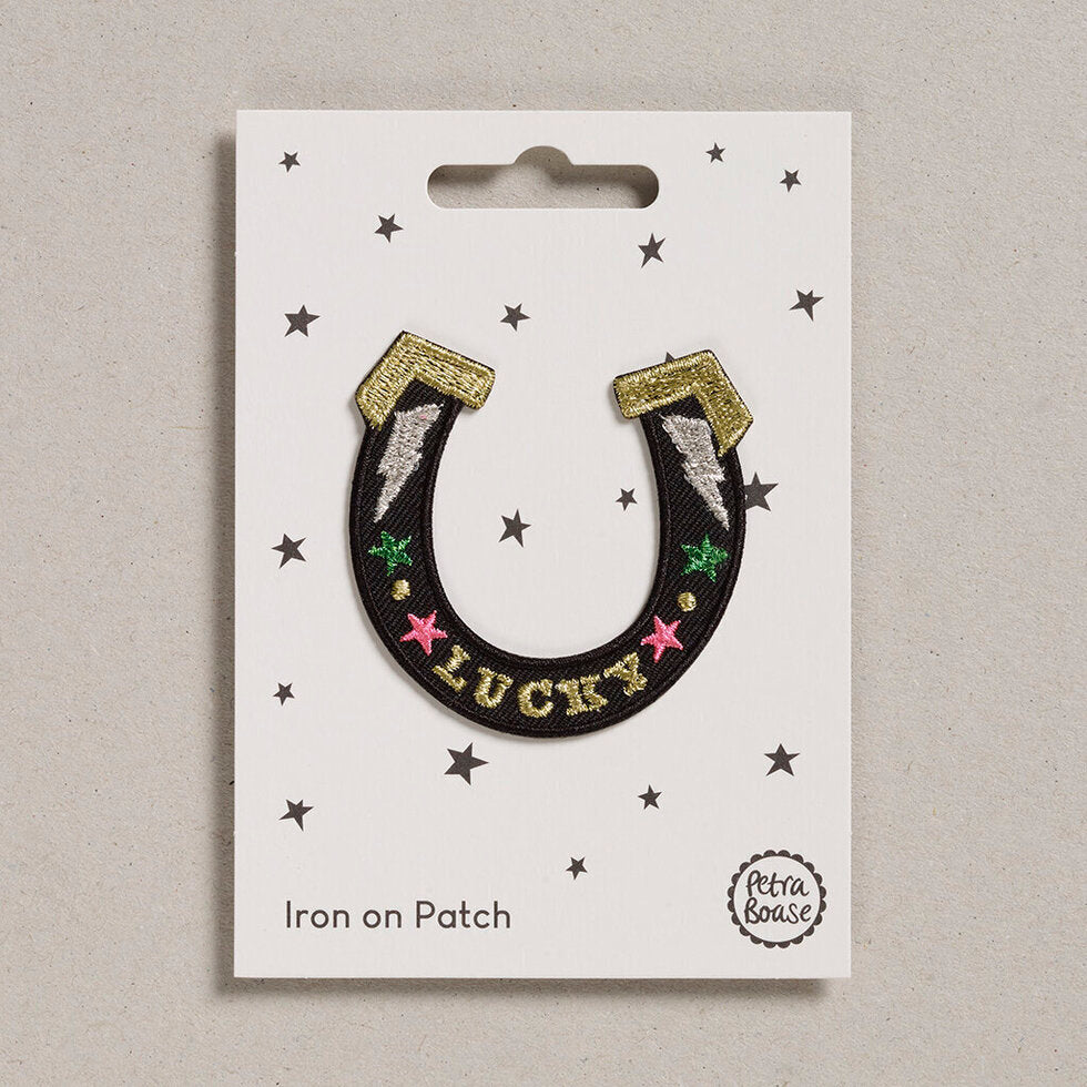 Colourful Iron on Patch - Lucky Horse Shoe