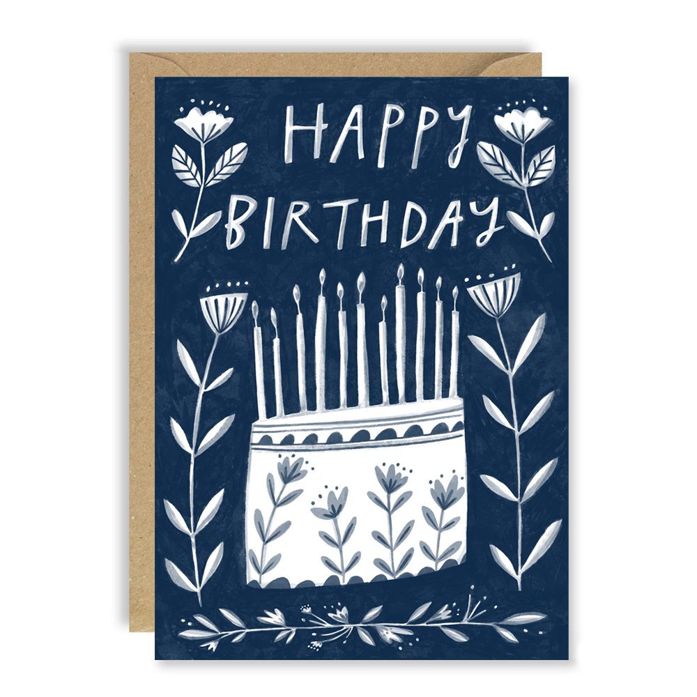 Cake and Candles Delft Birthday Card