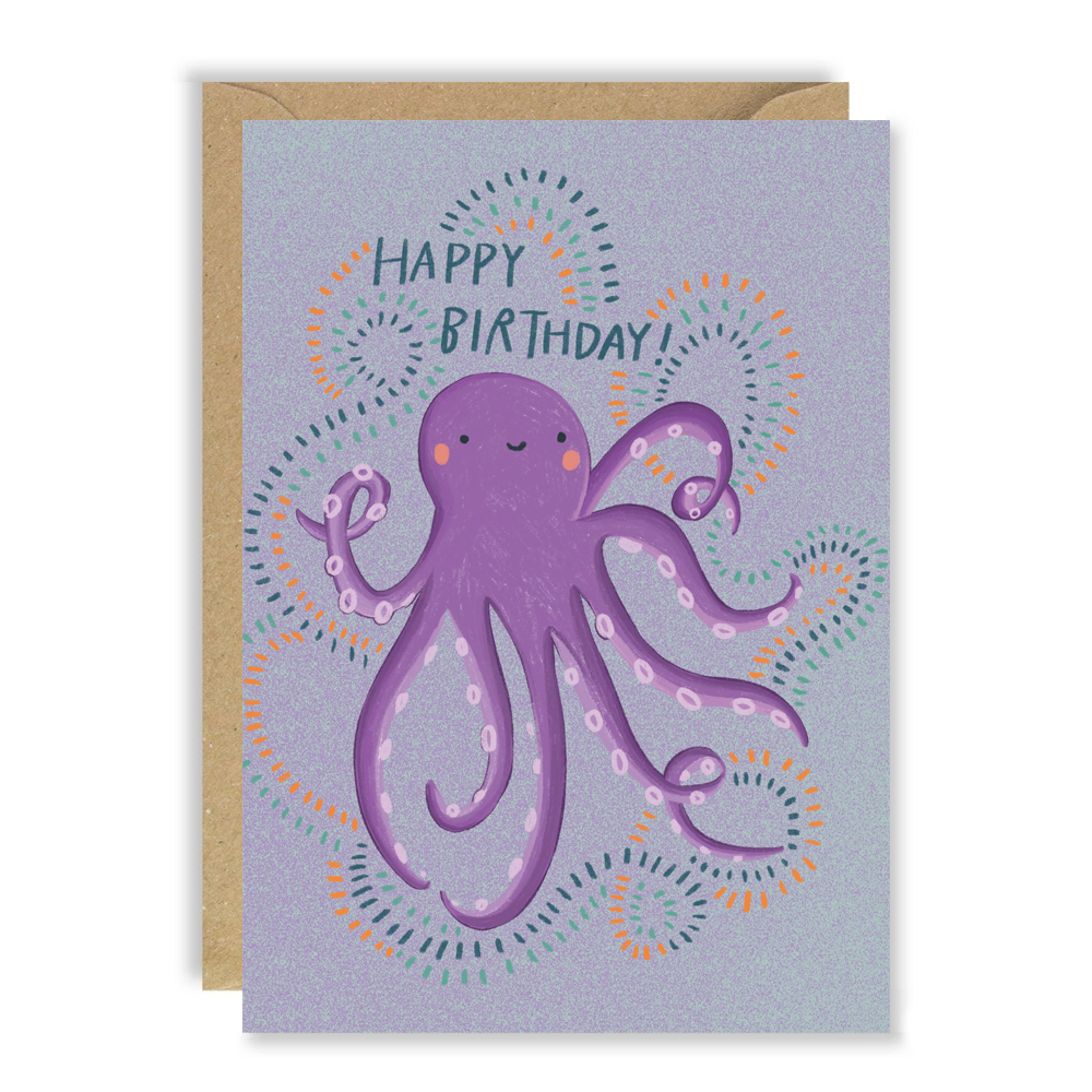 Smiley Octopus Birthday Card