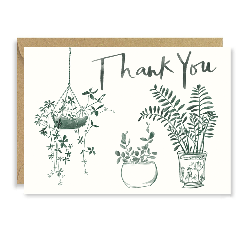 Pen and Ink Houseplants Thank You Card