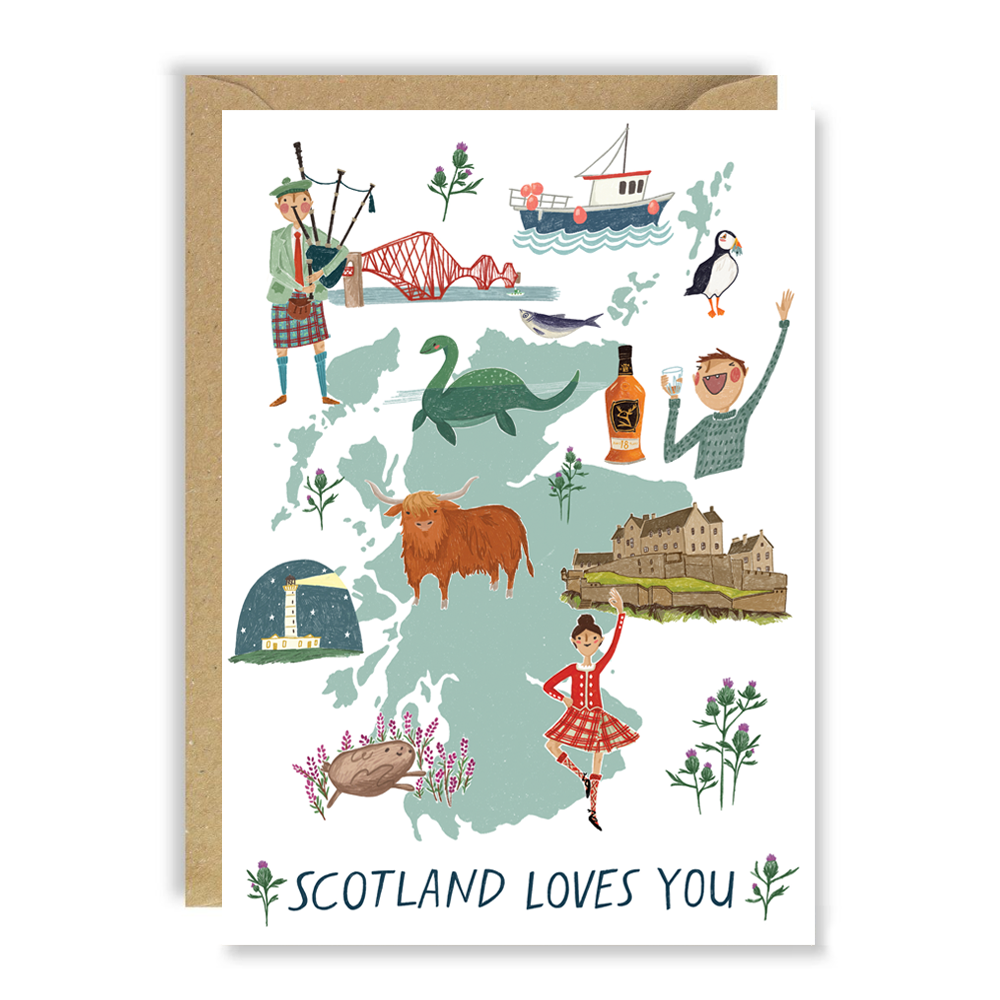 Scotland Loves You Map Card