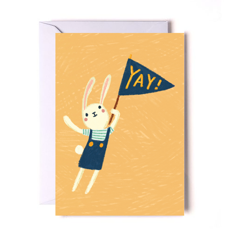 Yay Banner Bunny Celebratory Card