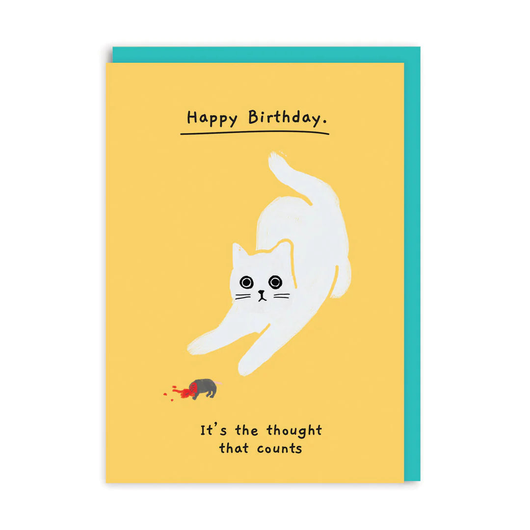It&#39;s The Thought That Counts Funny Cat Birthday Card