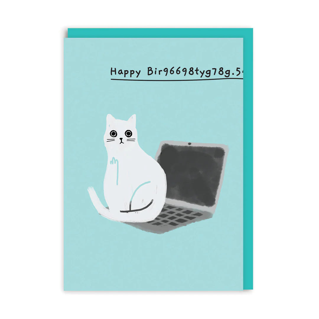 Happy Bir9669.. Laptop Funny Cat Card