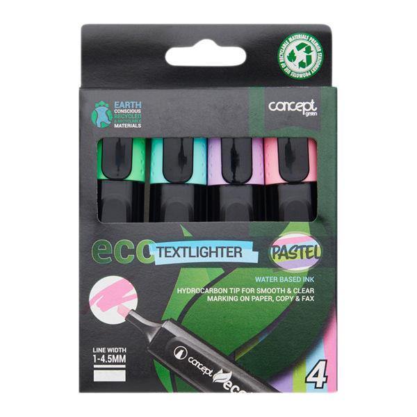 Concept Green Pastel Eco Chisel Tip Textlighter Pens 4 Pk - Penny Black
