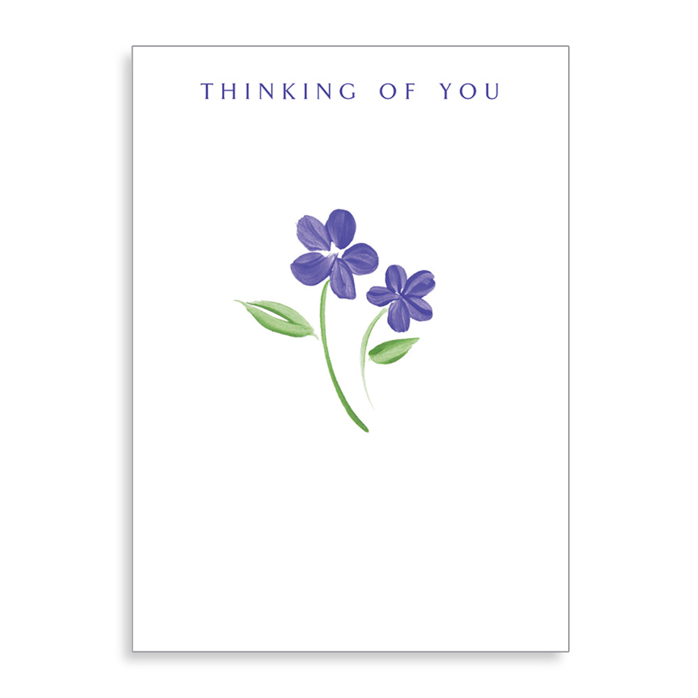 Purple Flowers Thinking Of You Card