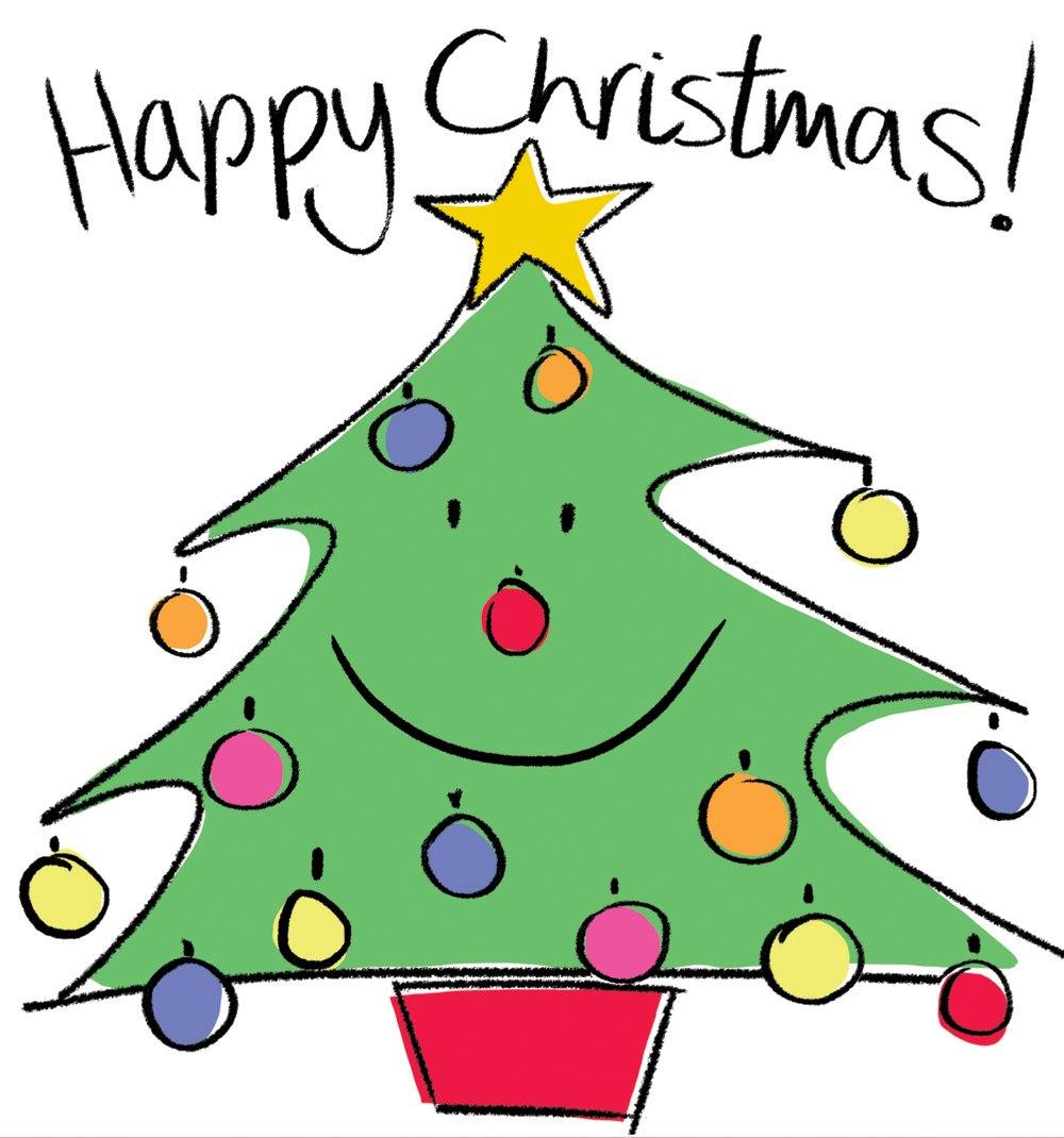 Happy Smiley Tree Christmas Card - Penny Black