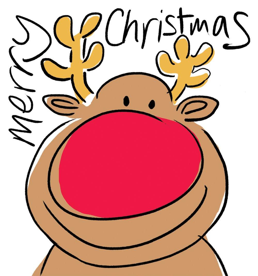 Happy Smiley Reindeer Christmas Card - Penny Black
