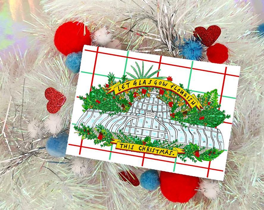 Let Glasgow Flourish This Christmas Illustrated Card - Penny Black