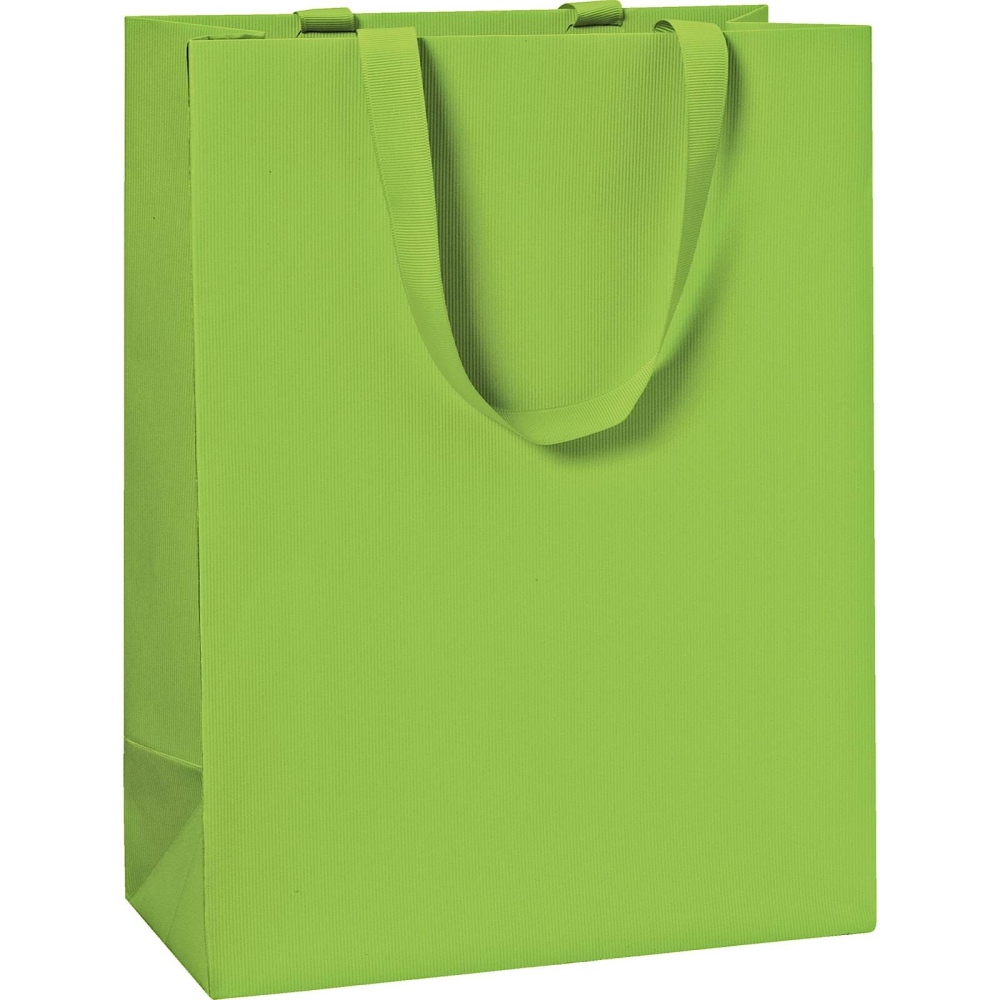 Light Green Large Plain Colour Gift Bag measuring 23x13x30cm with matching ribbon handles