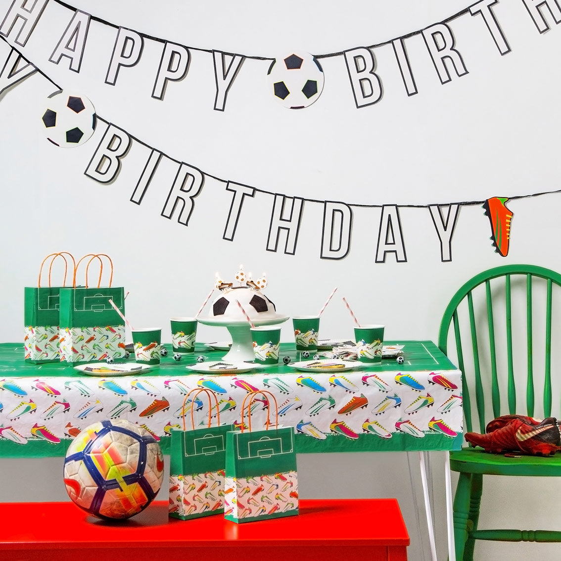 Football Recyclable Happy Birthday Garland 3m