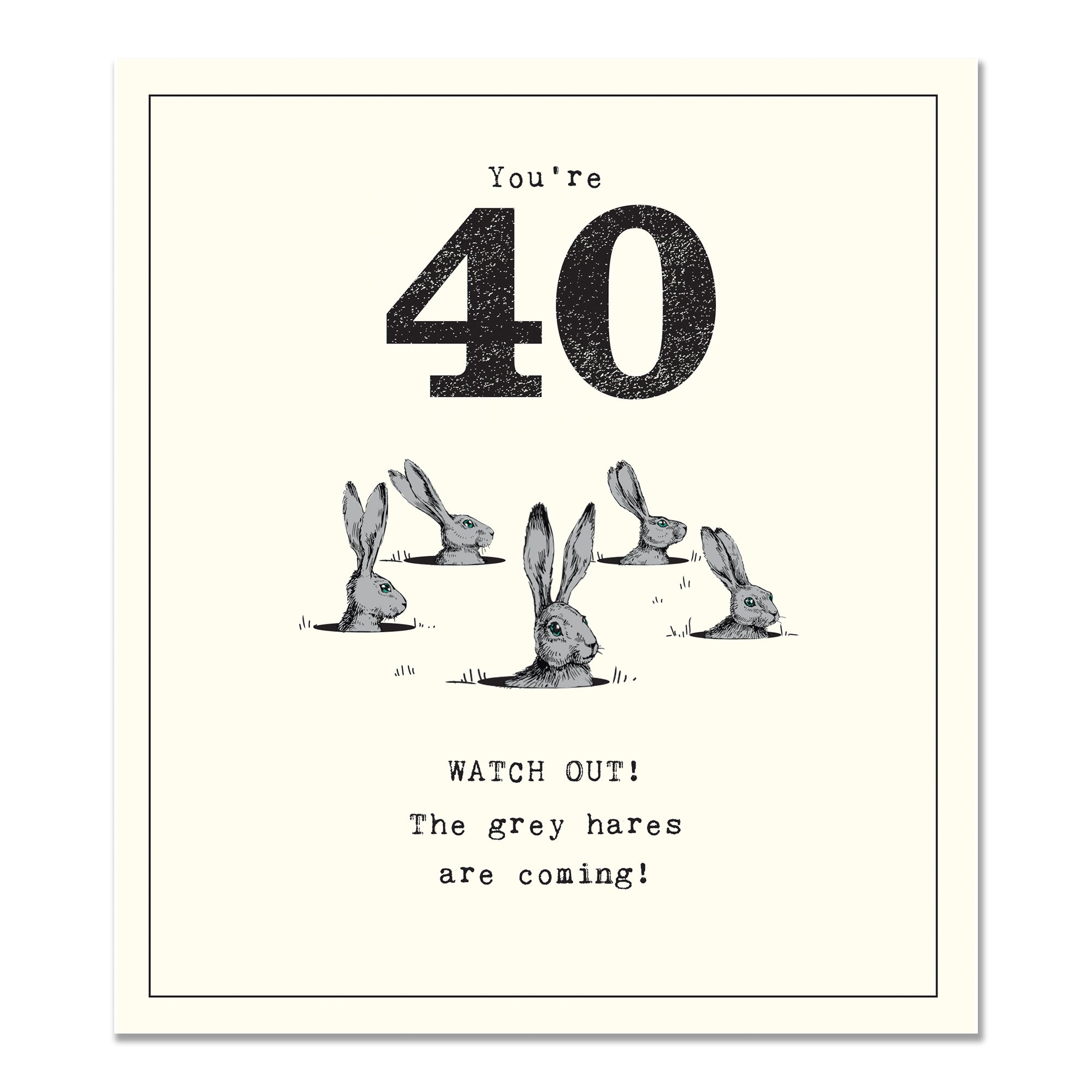 Grey Hares Funny 40th Birthday Card by penny black