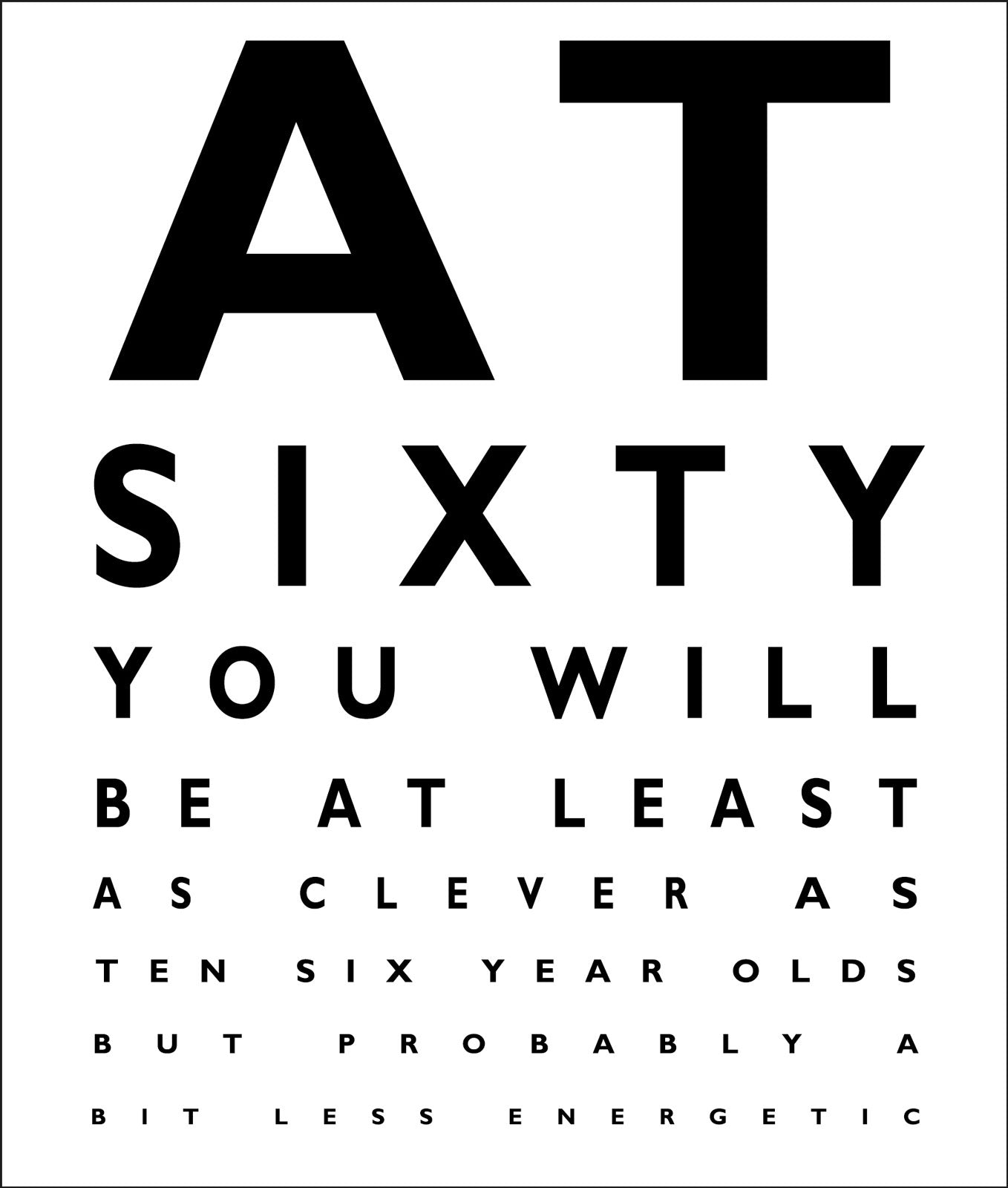 Eye Chart Funny 60th Birthday Card by penny black