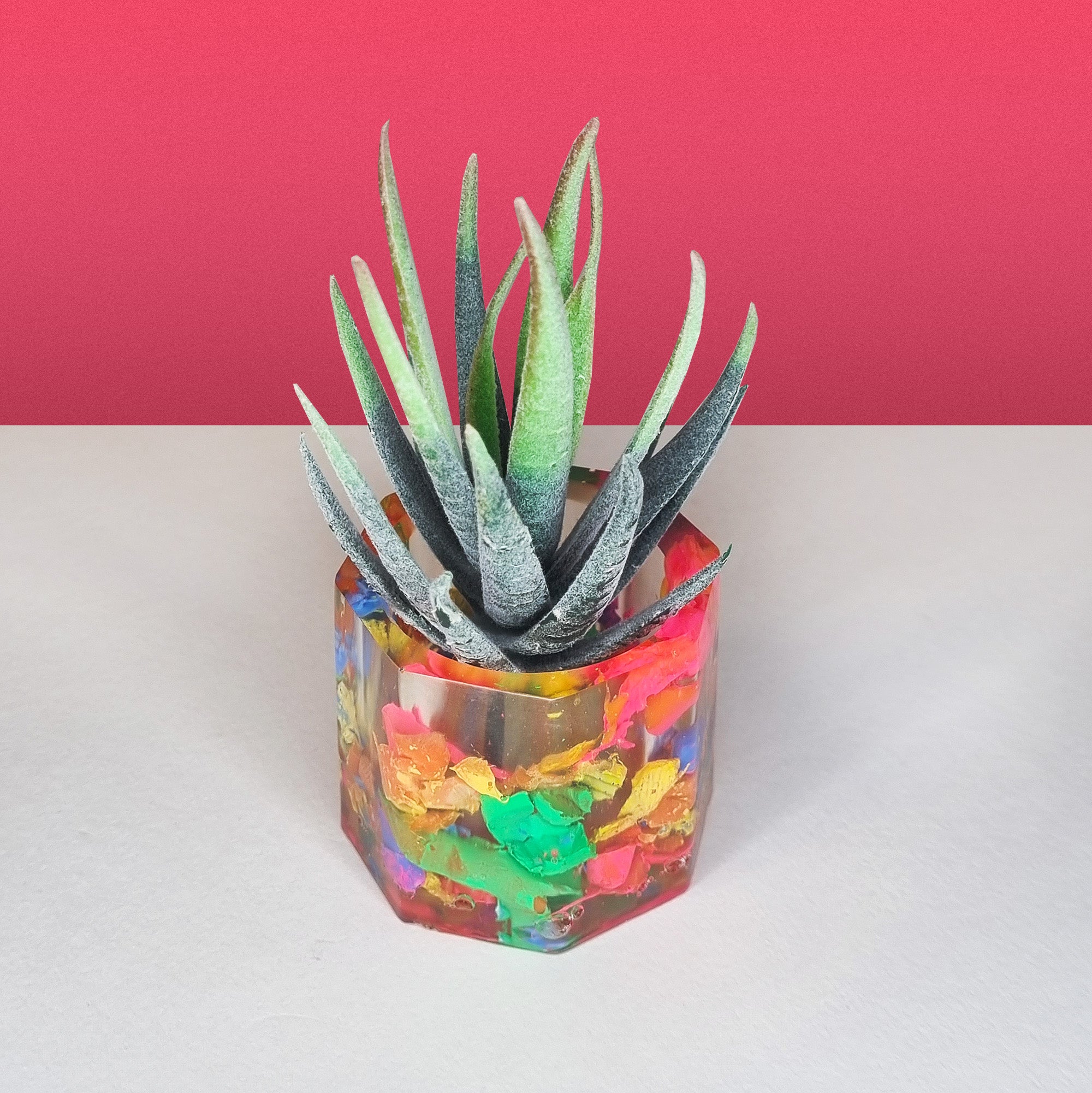 Rainbow Recycled Resin Mini Plant Pot