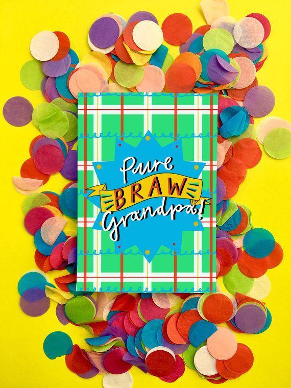 Pure Braw Grandpa Illustrated Card - Penny Black